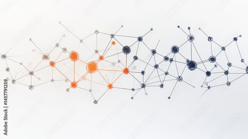 Poster abstract digital network connection with nodes and lines in a creative illustration style