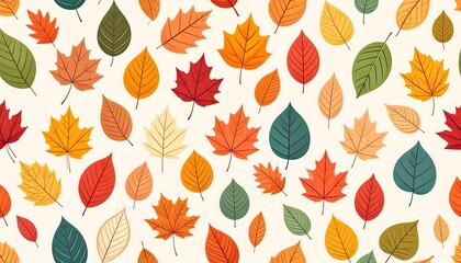 Obraz premium Autumn Leaf Pattern: Colorful Fall Foliage Design