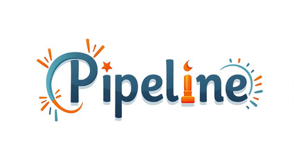 <Colorful Modern Pipeline Logo Design: Vibrant Typography for Business Branding and Communication>