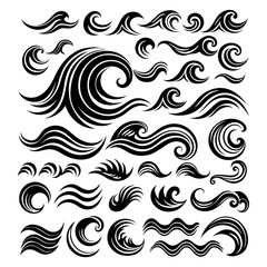 Black and White Wave Vector Icons