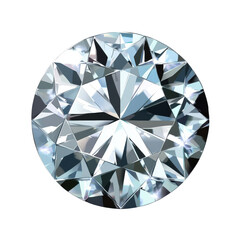 round cut diamond on white background.