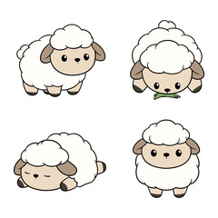 Cute and adorable sheep illustration cartoon