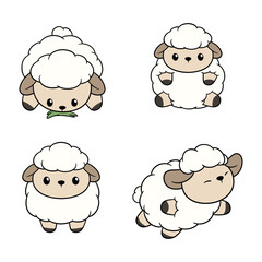 Fototapeta premium Cute and adorable sheep illustration cartoon