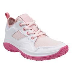 pink and white athletic shoe isolated on white background