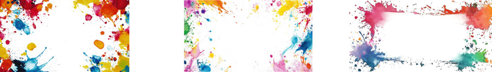 colorful paint splashes abstract on white background.