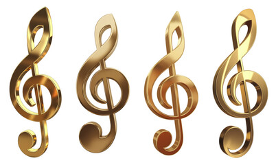 Obraz premium golden treble clef set on white background