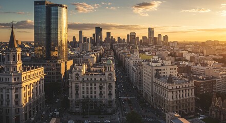 Golden Hour Panorama Stunning Aerial View of Buenos Aires Cityscape