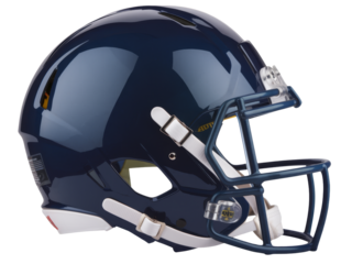 blue football helmet on white background