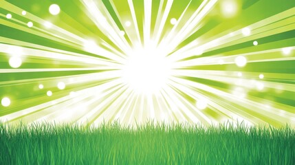 Obraz premium Radiant Green Grass Under Sunny Sky Green gradient background. Ecology concept for your graphic design, banner or poster. Vector illustration