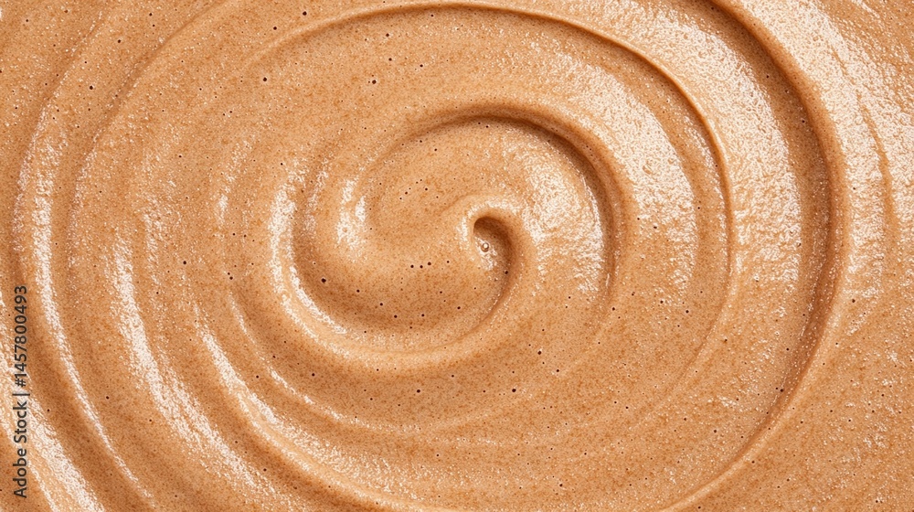Poster smooth swirl of creamy peanut butter in a close-up view.