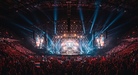 Epic Concert Atmosphere Stage Lighting, Crowd Energy, and Live Music Performance