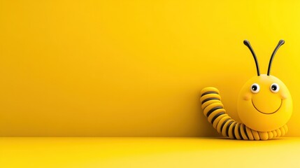 Obraz premium Smiling worm on yellow background