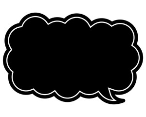 シンプルなカラーの吹き出し　細長い雲形