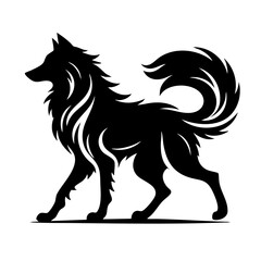 Majestic Wolf Silhouette: Black Canine Vector Graphic