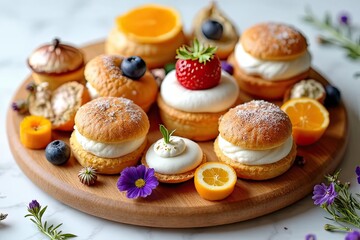 Chocolate-Dipped Choux Pastry and Fruit Medley