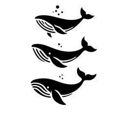 Three Whales Silhouette: Elegant Ocean Wildlife Art