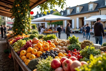 French Countryside Produce Stalls at Farmer's Market