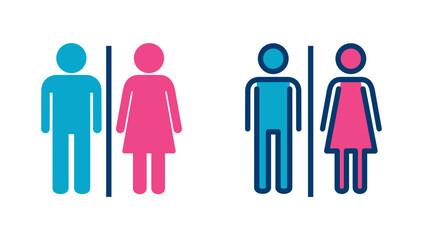 Toilet icon vector isolated on white background. Toilet sign. Man and woman restroom sign vector. Male and female icon