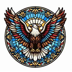 Naklejka premium Patriotic eagle design in stained glass style.