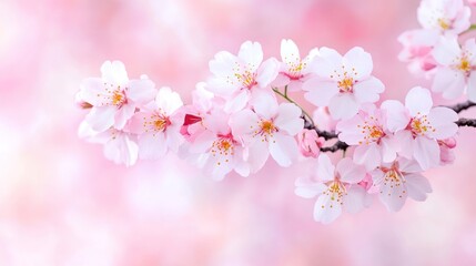 Naklejka premium Delicate pink blossoms soft floral spring background image