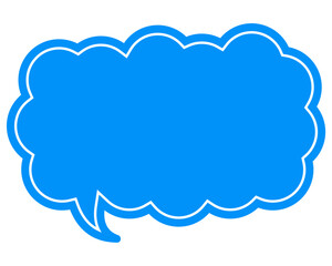 シンプルなカラーの吹き出し　細長い雲形