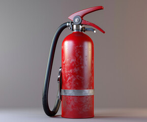 Obraz premium Vintage-style fire extinguisher captured in moody lighting, showcasing texture, wear, and metallic detail. Perfect for retro design themes, product photography, or conceptual visuals involving protect