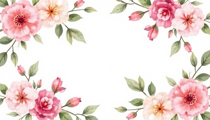 Fototapeta premium Delicate watercolor floral repeat, soft pastel palette, stylized blooms, watercolor, botanical