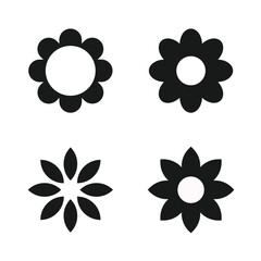 set of vector flowers. stock illustration. black and white