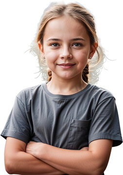 german kid girl in casual shirt relaxed portrait model transparent background isolated png stock