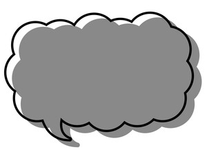 シンプルな線がずれた吹き出し　細長い雲形