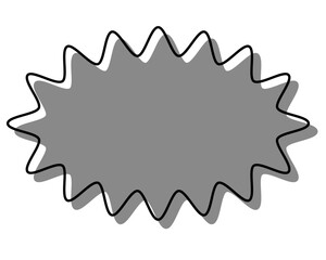 シンプルな線がずれた吹き出し　細長い丸みのあるギザギザした形