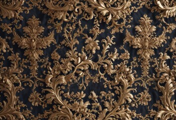 Elegant royal floral textile; baroque scrollwork  , damask, classic, flower