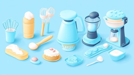 Baking tools and machines arranged on opposite sides to ease workflow