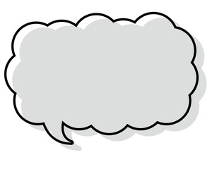 シンプルな線がずれた吹き出し　細長い雲形