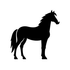 Majestic Horse Silhouette: Elegant Black and White Vector Graphic
