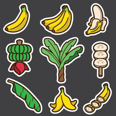 set of banana good for sticker, badge, element design, printable, icon, etc