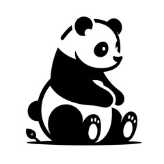 Fototapeta premium Adorable Panda Illustration: Cute Black and White Panda Sitting