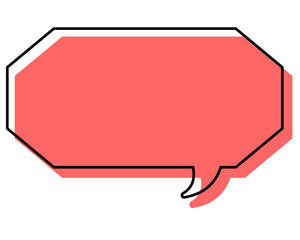 シンプルな線がずれた吹き出し　細長い八角形