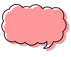 シンプルな線がずれた吹き出し　細長い雲形