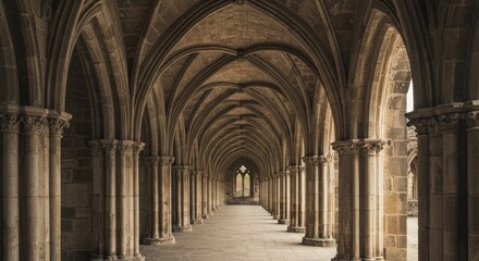 Obraz premium Long Stone Corridor in Ancient Ruins