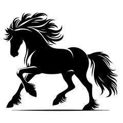 Obraz premium Majestic Black Horse Silhouette: Galloping Free