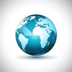 Naklejka premium 3D globe, vibrant blue, continents outlined in white Detailed map projection, smooth surface, realistic shadow