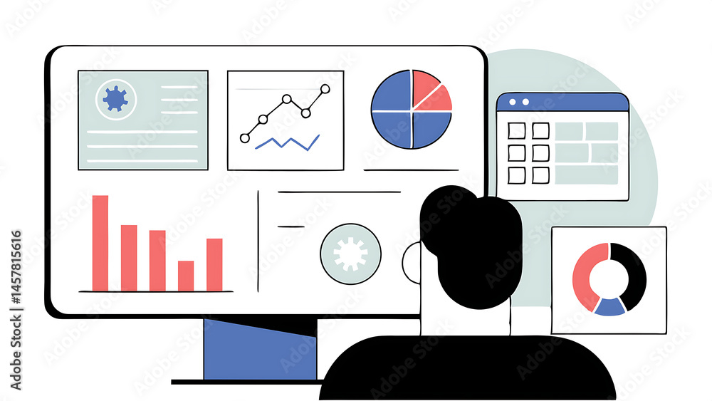 Poster data analytics research or analysis graph and chart diagram statistics report datum or financial ana