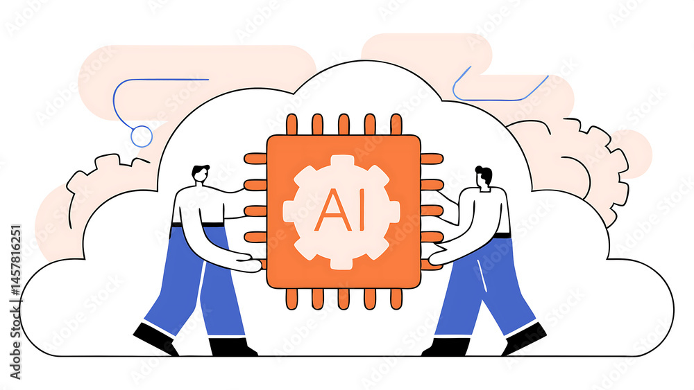 Poster embrace ai artificial intelligence adoption user or people who use ai to help and support work succe