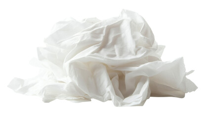 crumpled tissues white disposable wet wipes scroll on white background