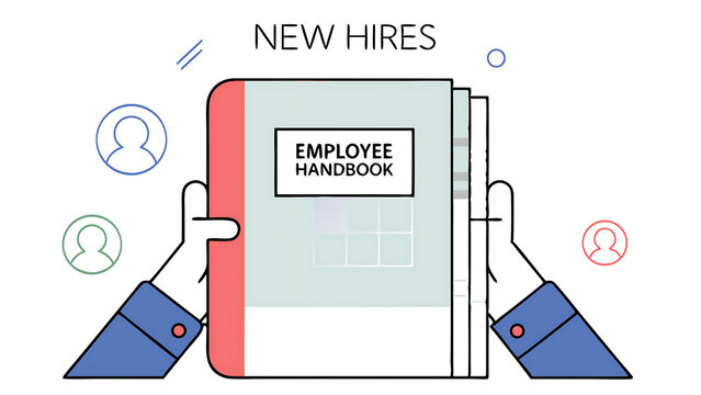 employee handbook manual for onboarding new staff procedure or rule for welcome new hire to know company business manual for success concept businessman hand holding handbook with new employees 050625