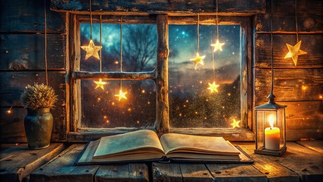 Rustic Homesteading Journal Textures: Night Photography - Aged Paper, Ink, Stars