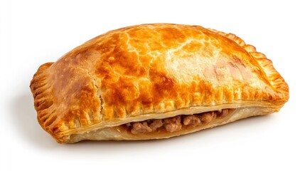 Golden brown flaky meat pastry savory baked puff crust pie culinary food photography