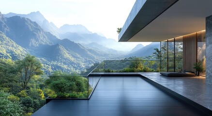 Mountain view modern home balcony design