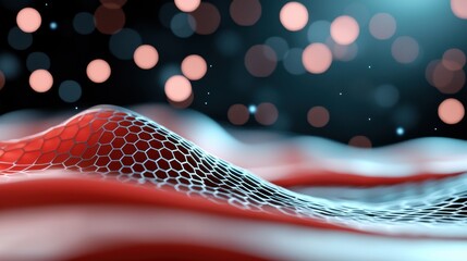 Mesmerizing Metallic Waves Flowing in Dynamic Gradient Hues   Abstract 3D of Curving Fluid Patterns in Vibrant Red Pink and Blue Colors with Reflective Surfaces and Futuristic Technological Aesthetic